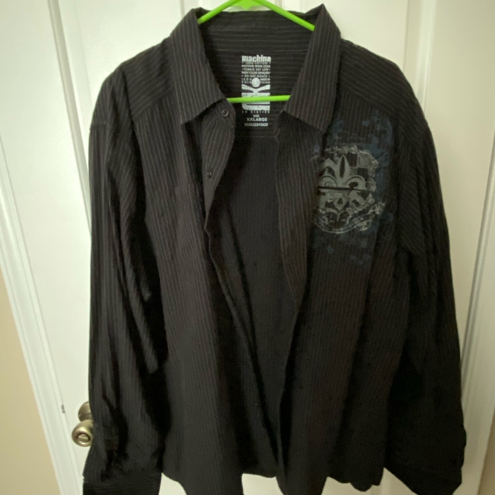 Long sleeve button down shirt with graphics